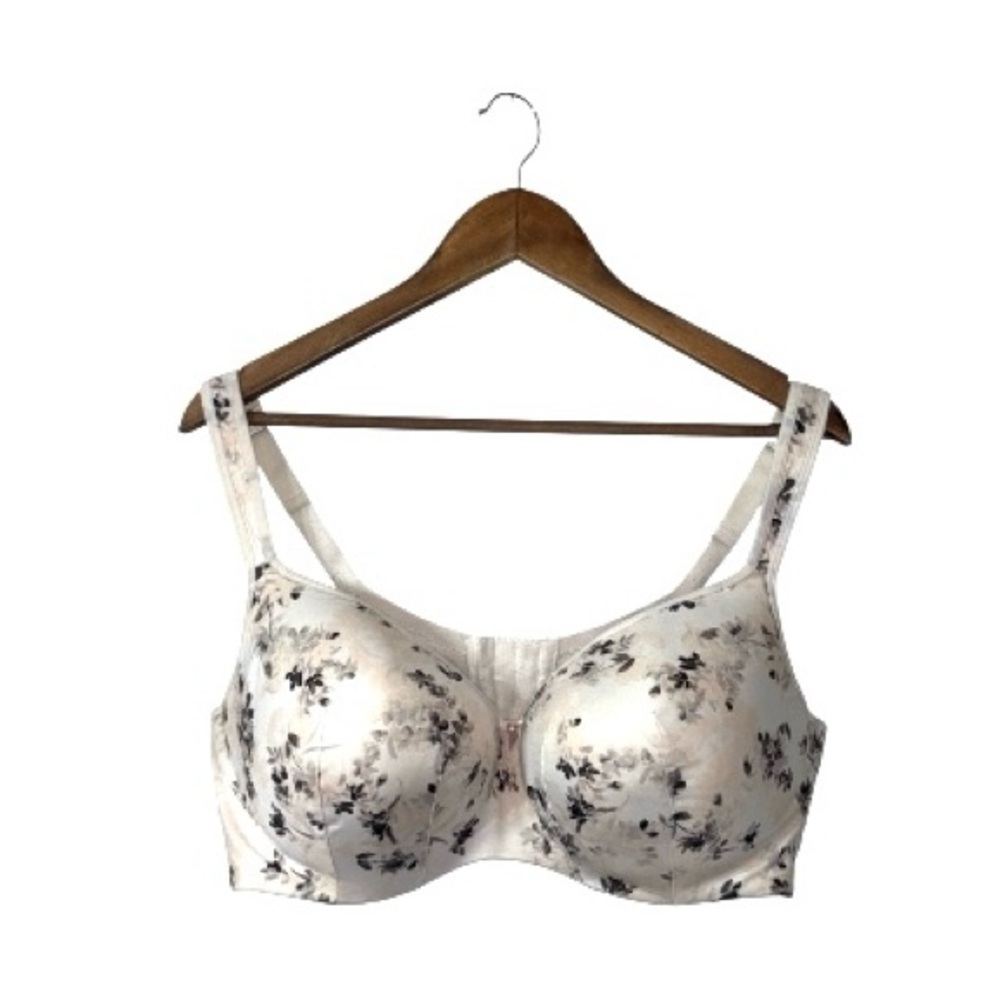 Cacique Lightly Lined Balconette Floral Cream Bra Neutrals Pretty Sexy Size 44DD